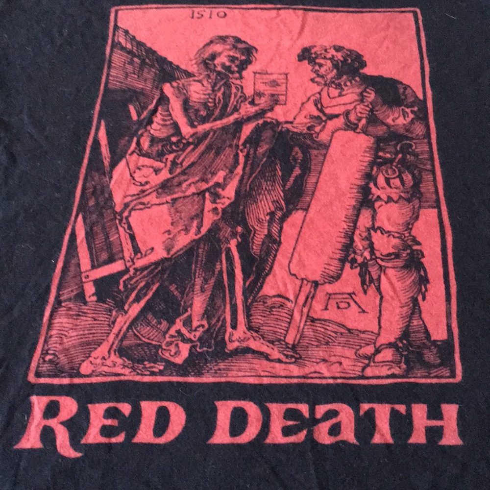 Red Death Large T-Shirt. Black with Red Graphic